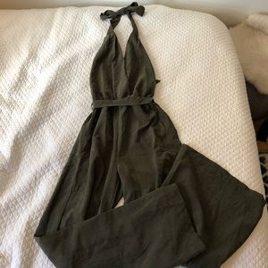 suede wide leg jumpsuit